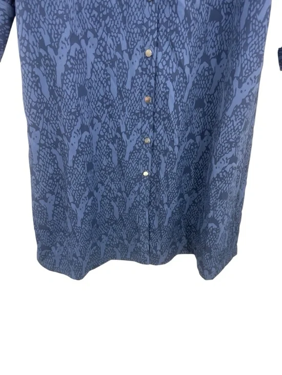 Soft Surroundings Irina Blue Python Snakeskin Shirt Dress Midi Button Front, M - Picture 6 of 14